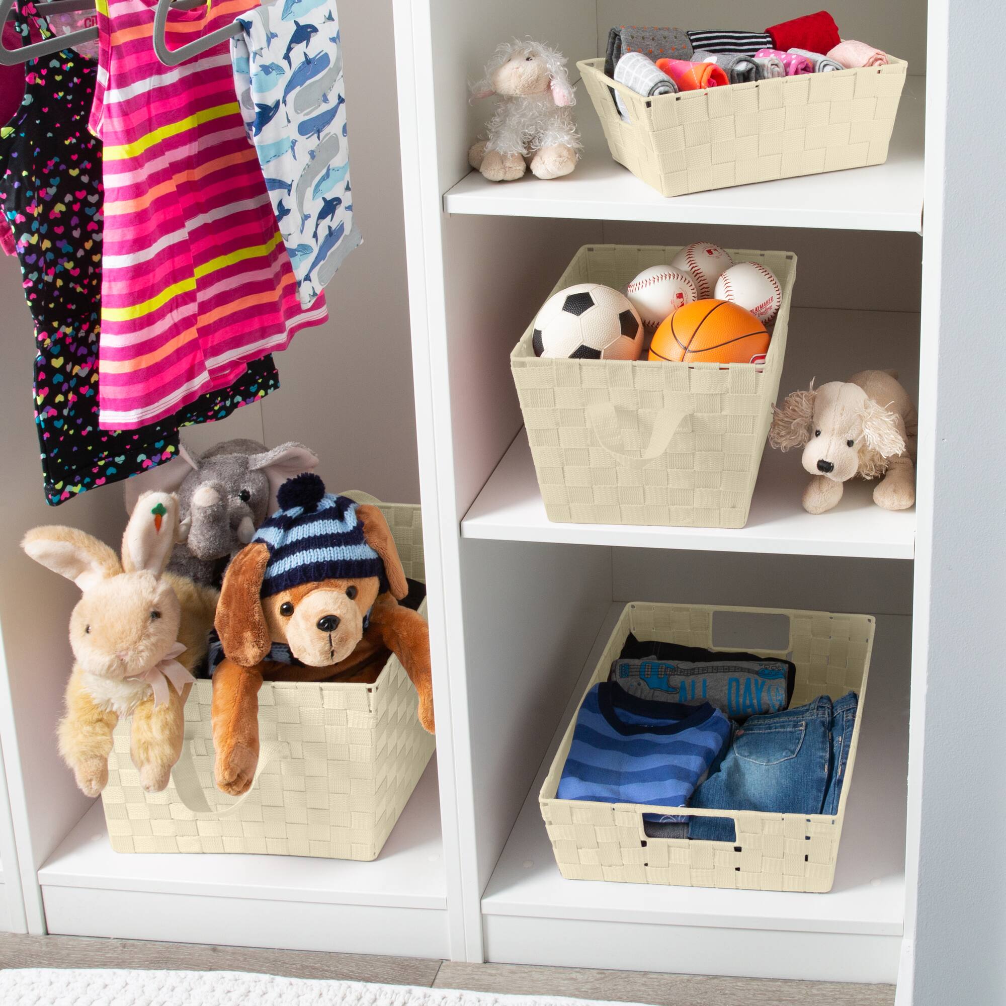 Simplify Ivory Large Storage Shelf Tote Set